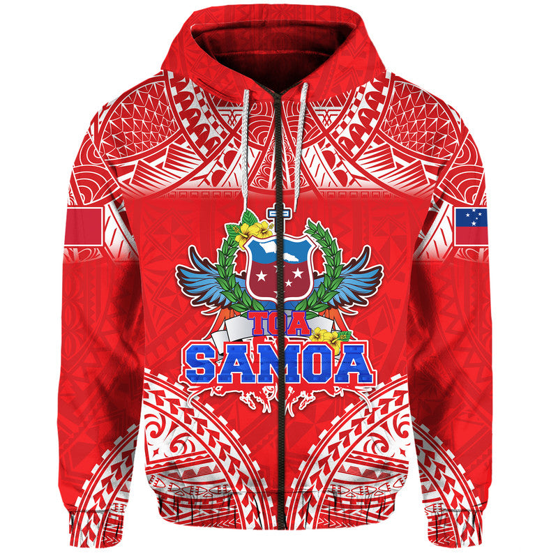 Toa Samoa Polynesian Rugby Hoodie Samoan Flag Red Color - Wonder Print Shop