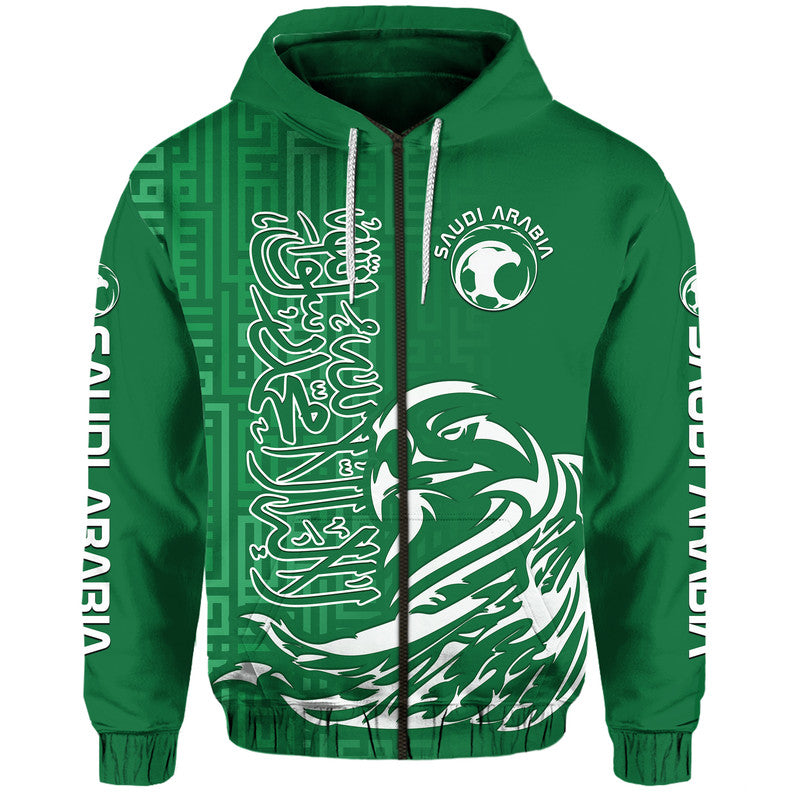 Saudi Arabia Football Falcon Bird And Arabic Text Hoodie - Wonder Print Shop
