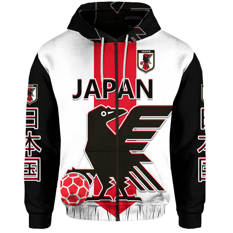 Japan Football Zip Up And Pullover Hoodie The Yatagarasu Holding A Red Ball - Wonder Print Shop