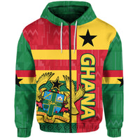 Custom Ghana Football Flag Color Mixed Kente Pattern Hoodie - Wonder Print Shop