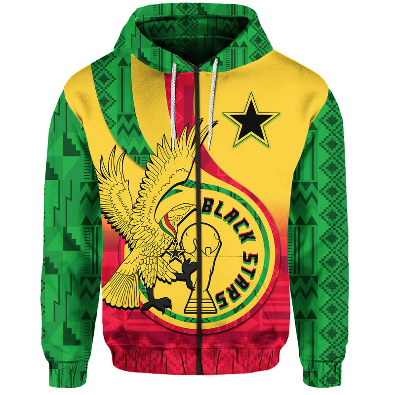 Custom Ghana Football Black Star and Golden Tawny Eagles Hoodie - Wonder Print Shop