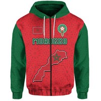 Custom Morocco Football Mixed Flag Map Style Hoodie - Wonder Print Shop
