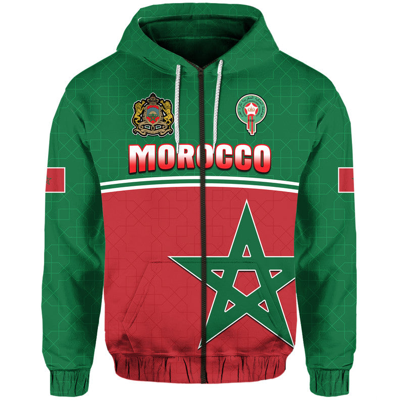 Morocco Football Geometric Halftone Pattern Zip Up And Pullover Hoodie - Wonder Print Shop
