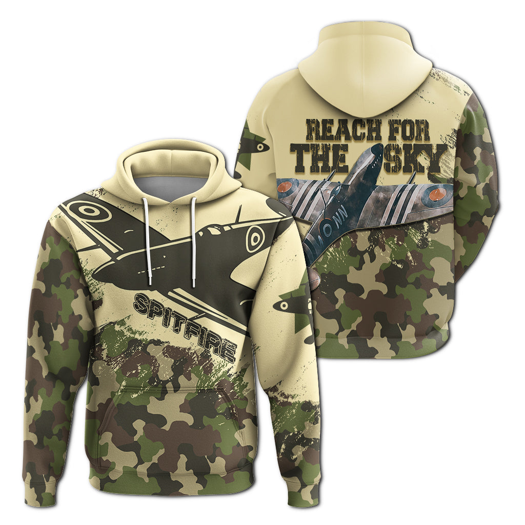 Submarine Spitfire Camouflage Hoodie Reach For The Sky - Wonder Print Shop