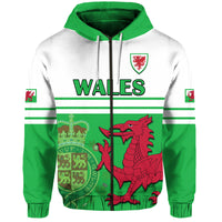 Custom Wales Football Hoodie Cymru Coat of Arms - Wonder Print Shop