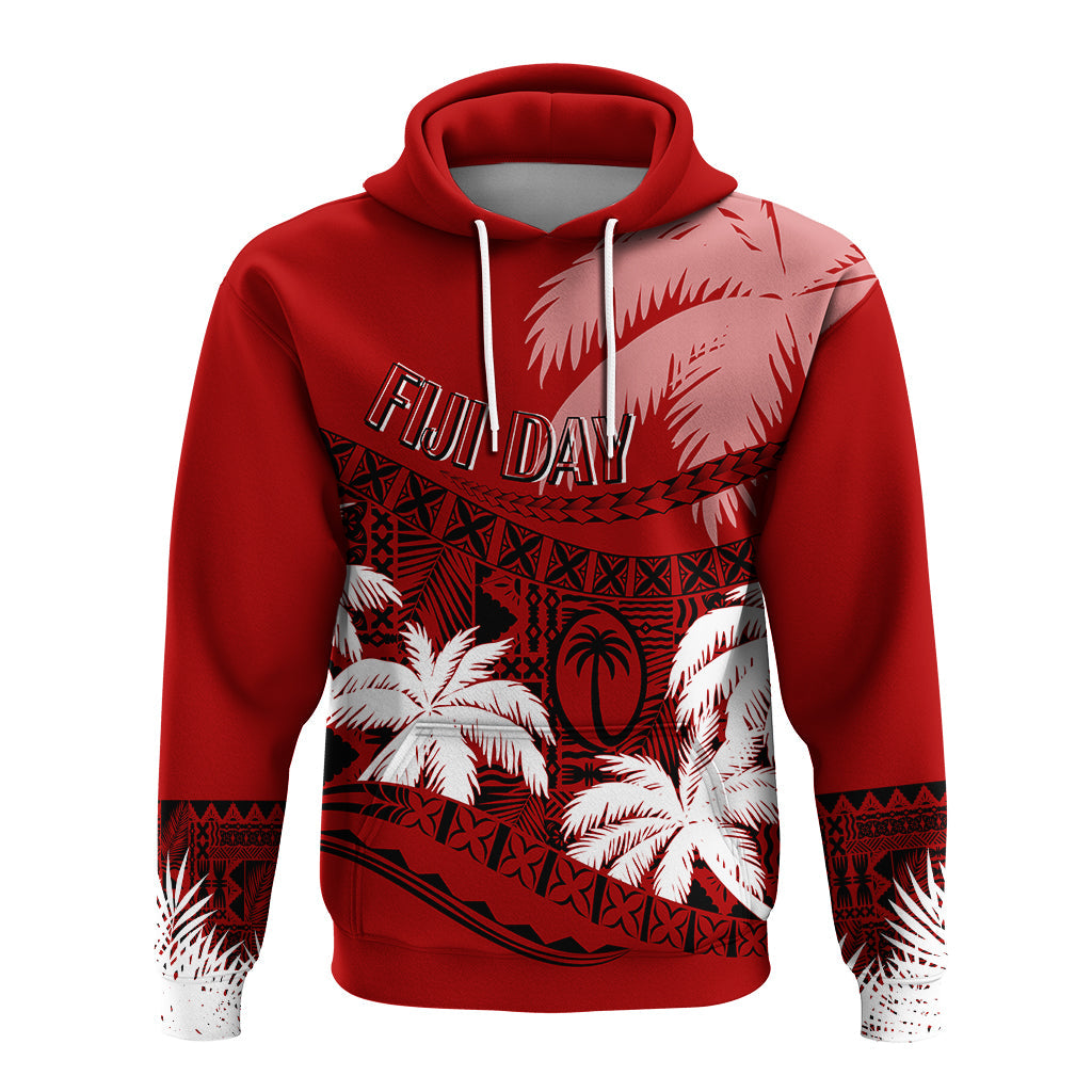 Custom Fiji Day Hoodie Flying Fijians Masi Kesa Style - Red - Wonder Print Shop