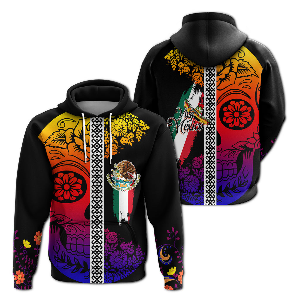 Mexican Dia de Muertos Sugar Skull Hoodie Viva Mexico - Wonder Print Shop