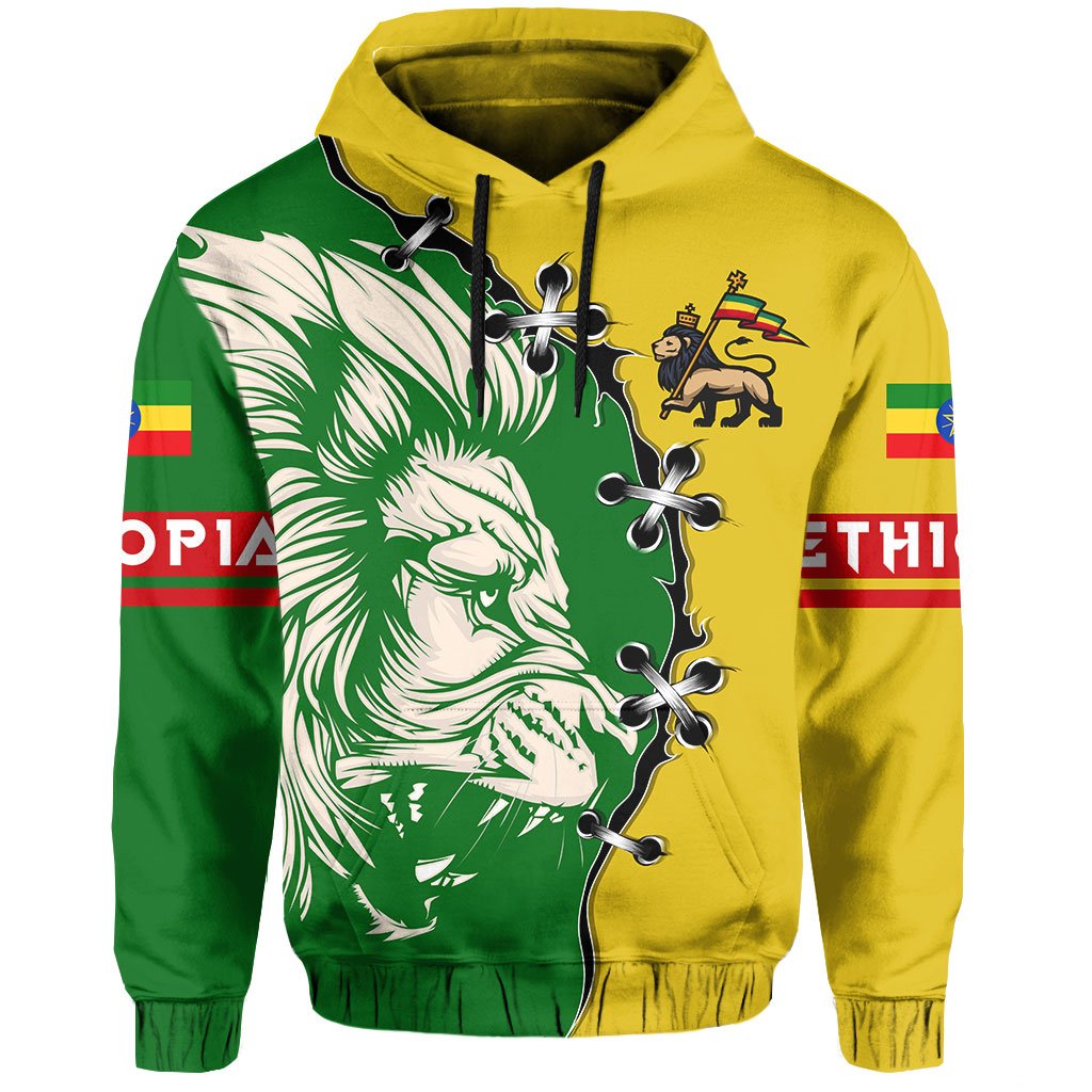 Ethiopia Hoodie Lion Of Judah Cinch Style - Wonder Print Shop
