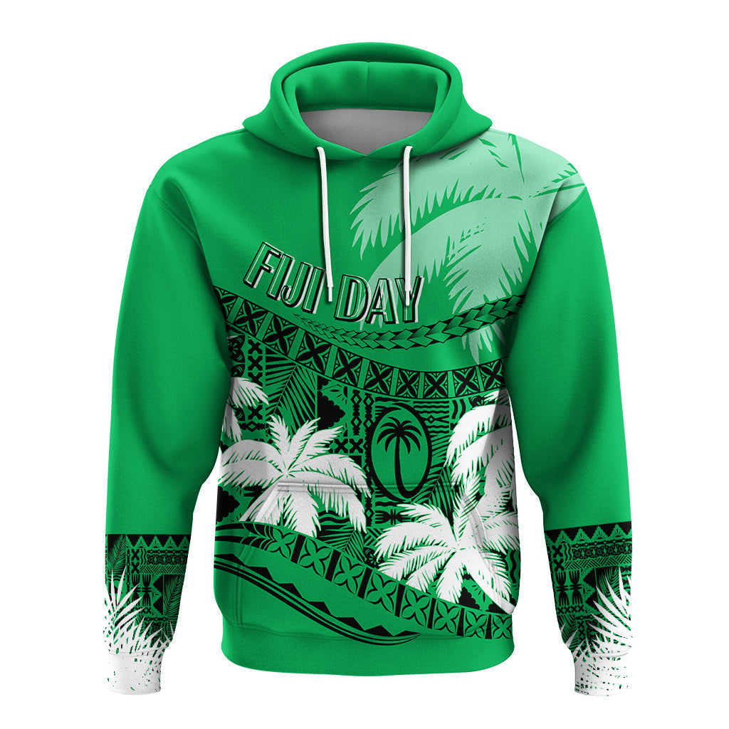 Custom Fiji Day Hoodie Flying Fijians Masi Kesa Style - Green - Wonder Print Shop