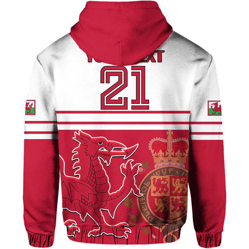 Custom Wales Football Cymru Coat of Arms Red Hoodie - Wonder Print Shop