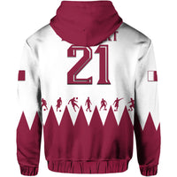Custom Qatar WC 2022 Flag Style Hoodie The Maroon Football Player - Wonder Print Shop