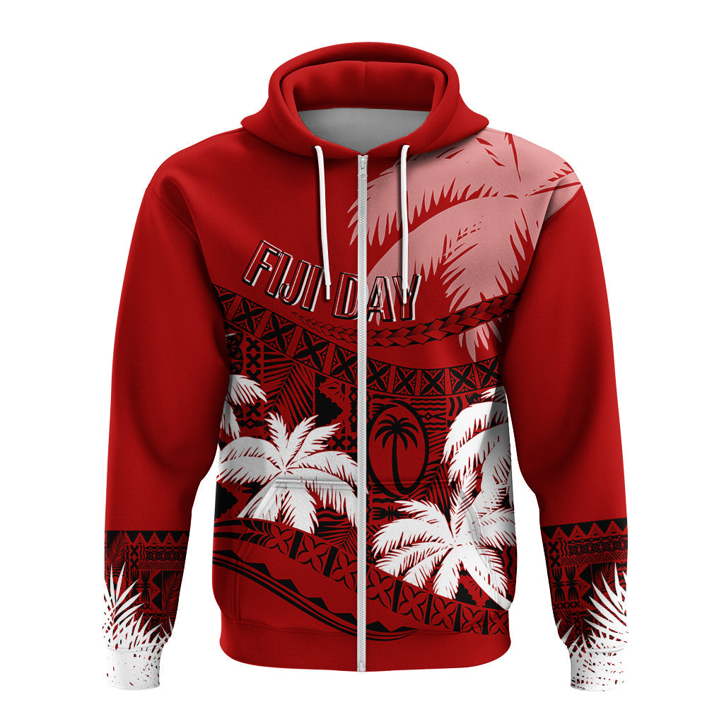 Custom Fiji Day Hoodie Flying Fijians Masi Kesa Style - Red - Wonder Print Shop