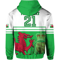 Custom Wales Football Hoodie Cymru Coat of Arms - Wonder Print Shop