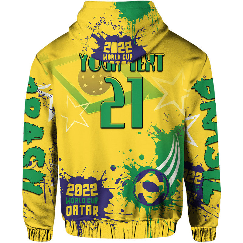 Custom Brazil Football 2022 Hoodie - Wonder Print Shop