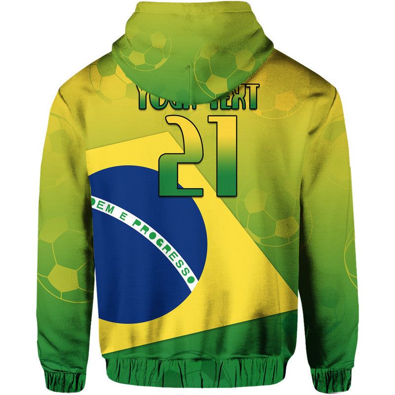 Custom Brazil Football Champions Flag With Soccer Ball Hoodie - Wonder Print Shop