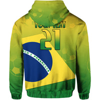 Custom Brazil Football Champions Flag With Soccer Ball Hoodie - Wonder Print Shop