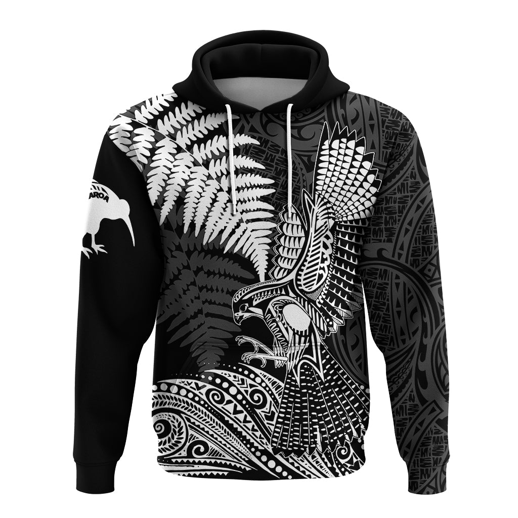 Custom Aotearoa Silver Fern Hoodie Flying Krearea - Wonder Print Shop