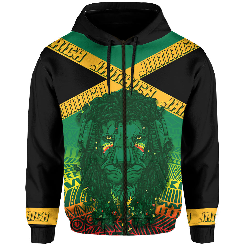 Jamaica Personalised Hoodie Rastafari Lion Mix Kente - Wonder Print Shop