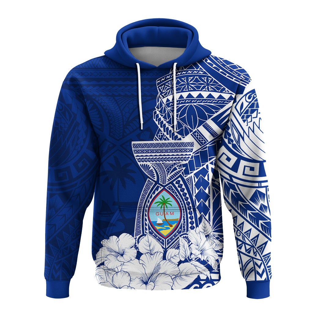 Custom Guam Tribal Latte Stone Hoodie Mix Hibiscus - Wonder Print Shop