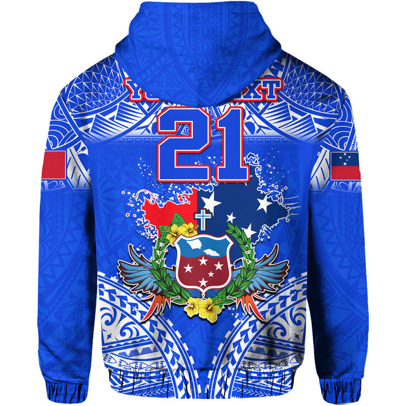 Custom Toa Samoa Polynesian Rugby Hoodie Samoan Flag Blue Color - Wonder Print Shop