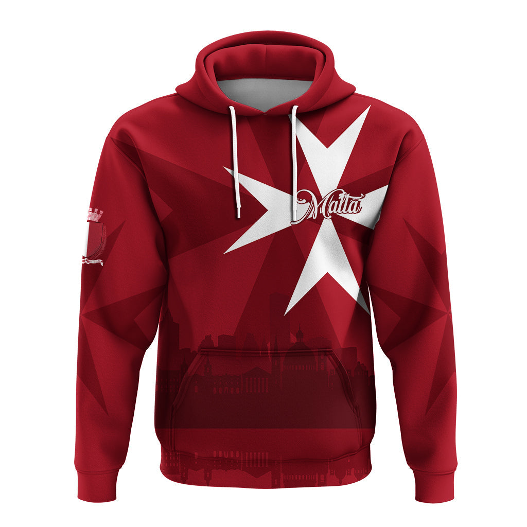 Custom Malta Valletta Skyline Hoodie Maltese Cross - Wonder Print Shop