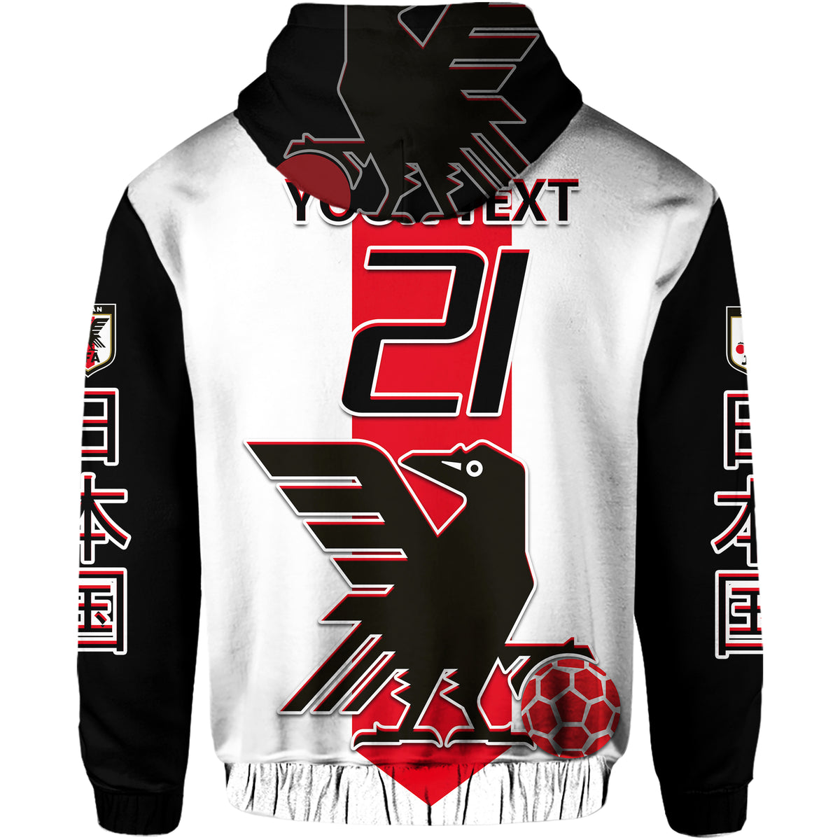 Custom Japan Football Hoodie The Yatagarasu Holding A Red Ball - Wonder Print Shop