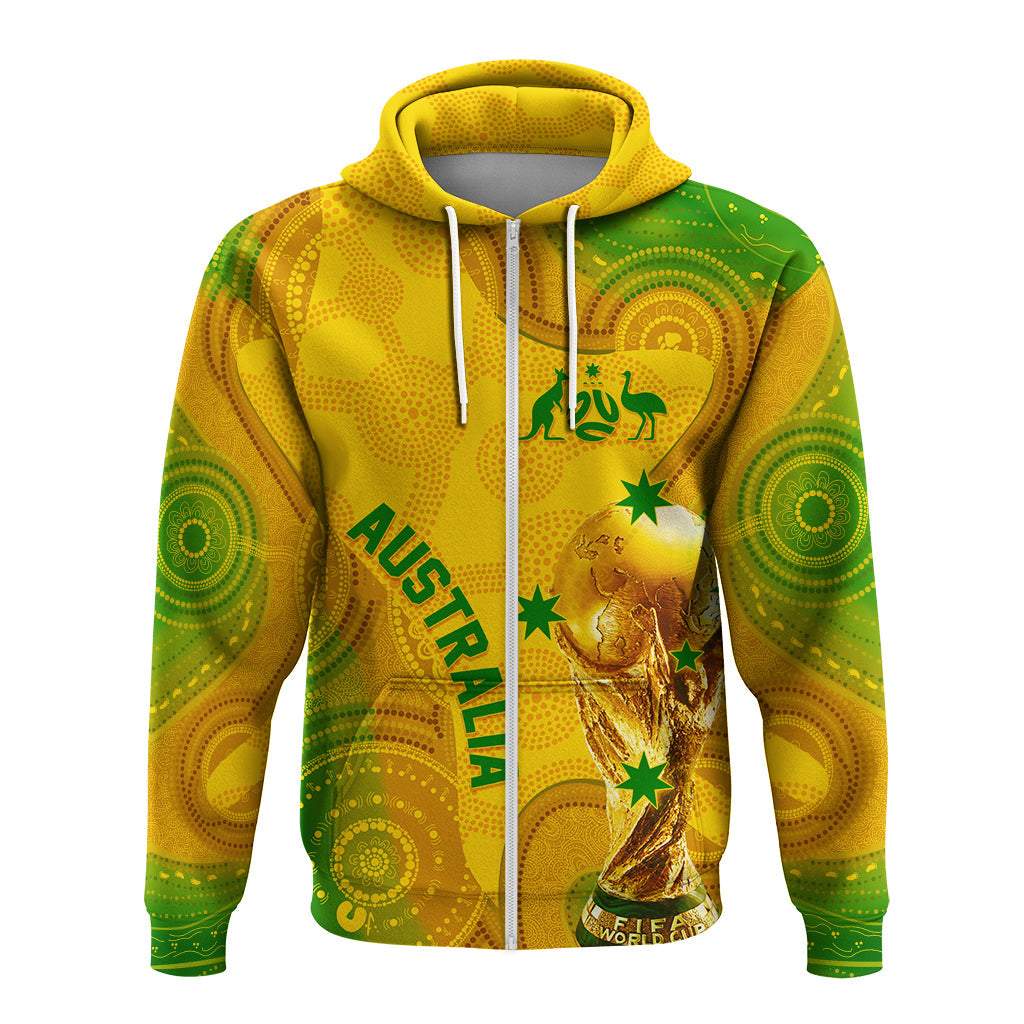 Personalised Australia Soccer WC 2022 Hoodie Aboriginal Socceroos - Wonder Print Shop