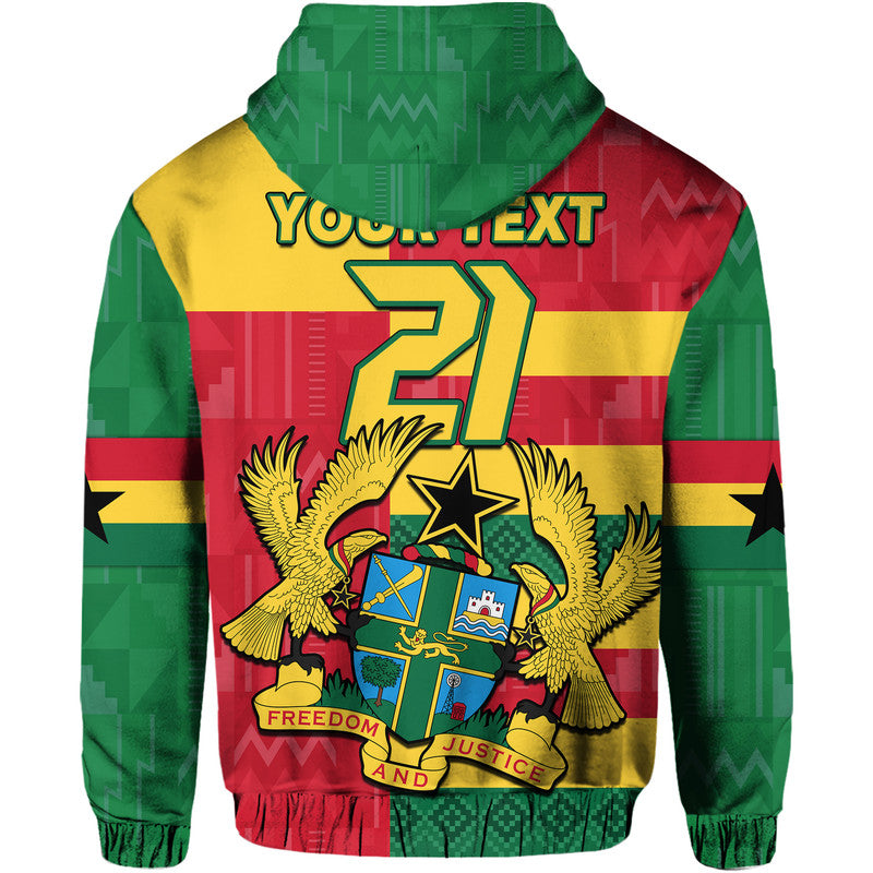 Custom Ghana Football Flag Color Mixed Kente Pattern Hoodie - Wonder Print Shop