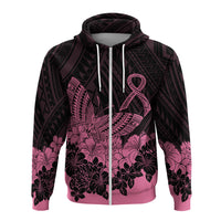 Polynesian Breast Cancer Awareness Hoodie Floral Butterfly - Wonder Print Shop