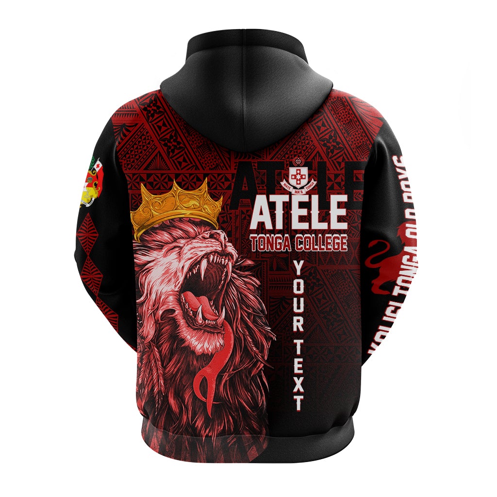 Custom Kolisi Tonga Atele Old Boys Zip Up Hoodie Red Lions - Wonder Print Shop