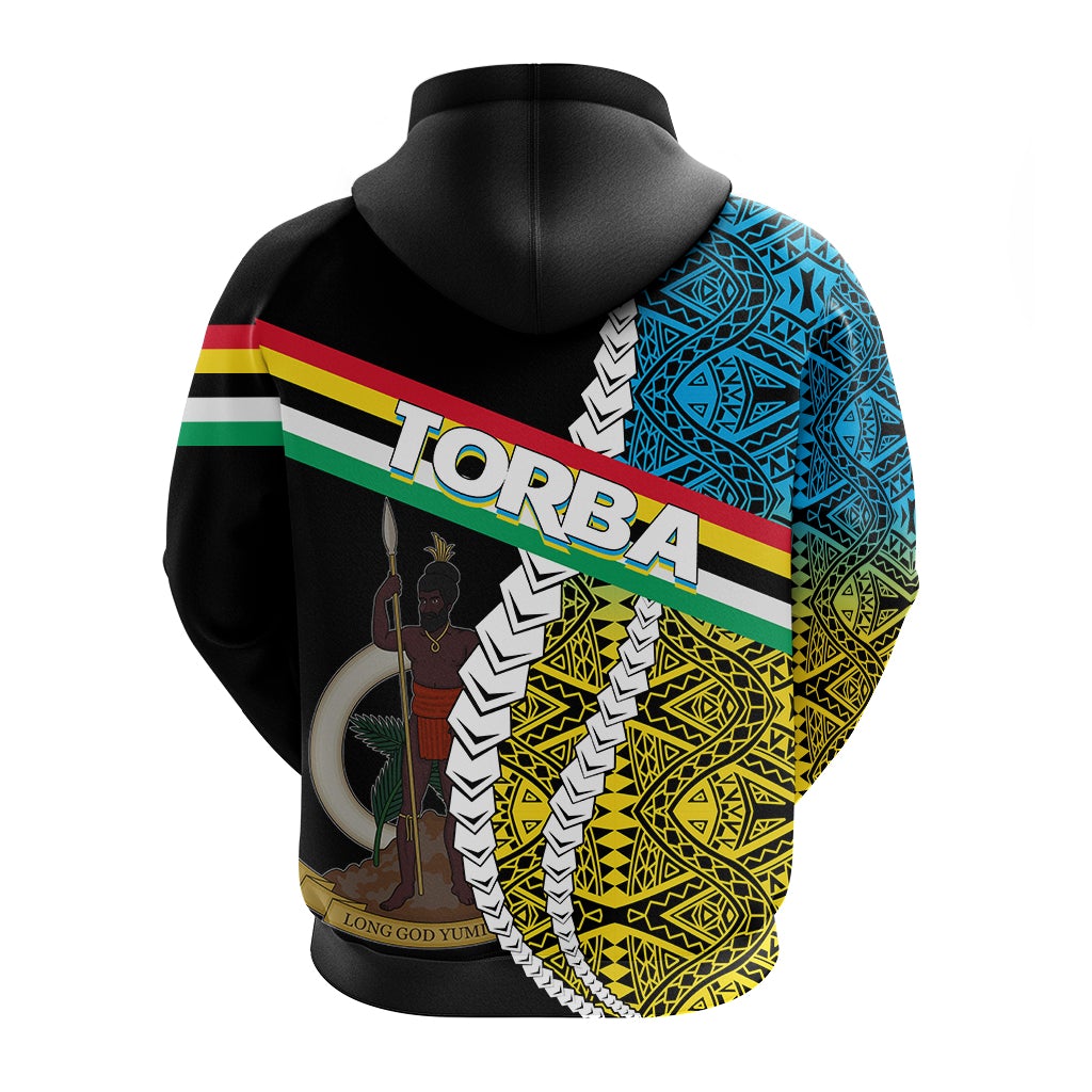 Custom Vanuatu Torba Province Zip Up Hoodie Torba Flag Polynesian Pattern - Wonder Print Shop