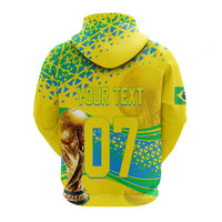 Yellow pullover hoodie back with large 07 number, turquoise pattern, and trophy graphic