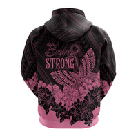 Polynesian Breast Cancer Awareness Hoodie Floral Butterfly - Wonder Print Shop