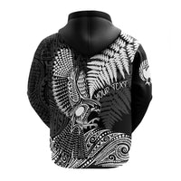 Custom Aotearoa Silver Fern Zip Up Hoodie Flying Krearea - Wonder Print Shop