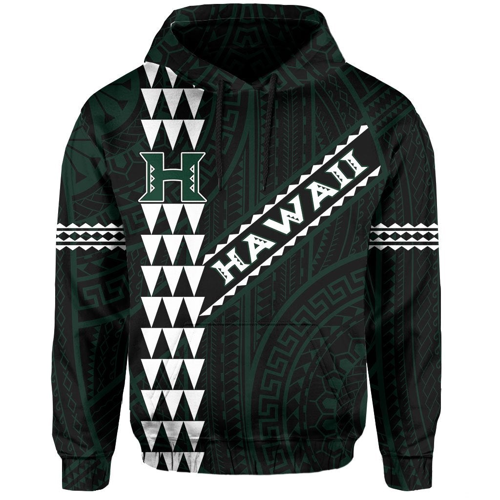 Polynesian Kakau Warrior Turtle American Football Map Of Hawaii Hoodie Black - Wonder Print Shop