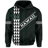 Polynesian Kakau Warrior Turtle American Football Map Of Hawaii Hoodie Black - Wonder Print Shop