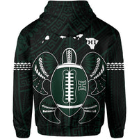 Polynesian Kakau Warrior Turtle American Football Map Of Hawaii Hoodie Black - Wonder Print Shop