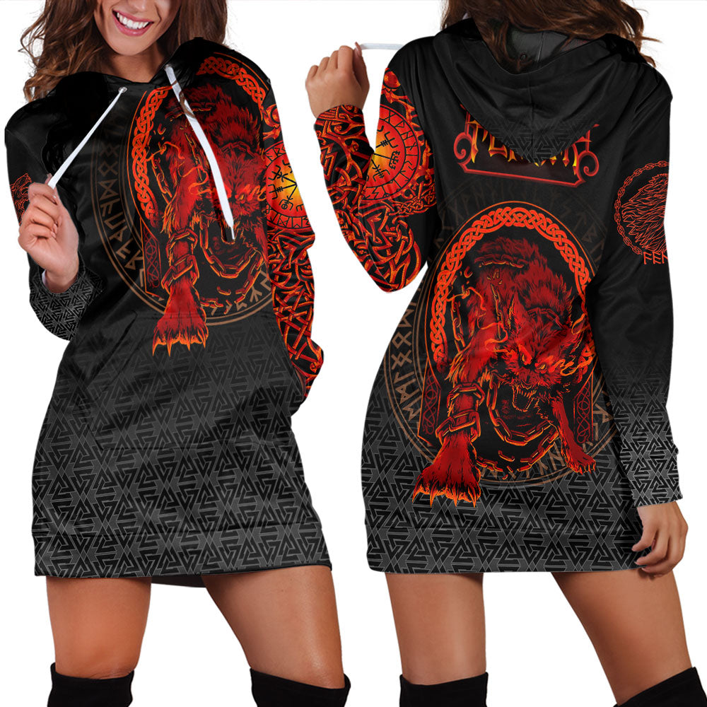 Viking Clothing Viking Fenrir Norse 3D Hoodie Dress RLT12 - Wonder Print Shop