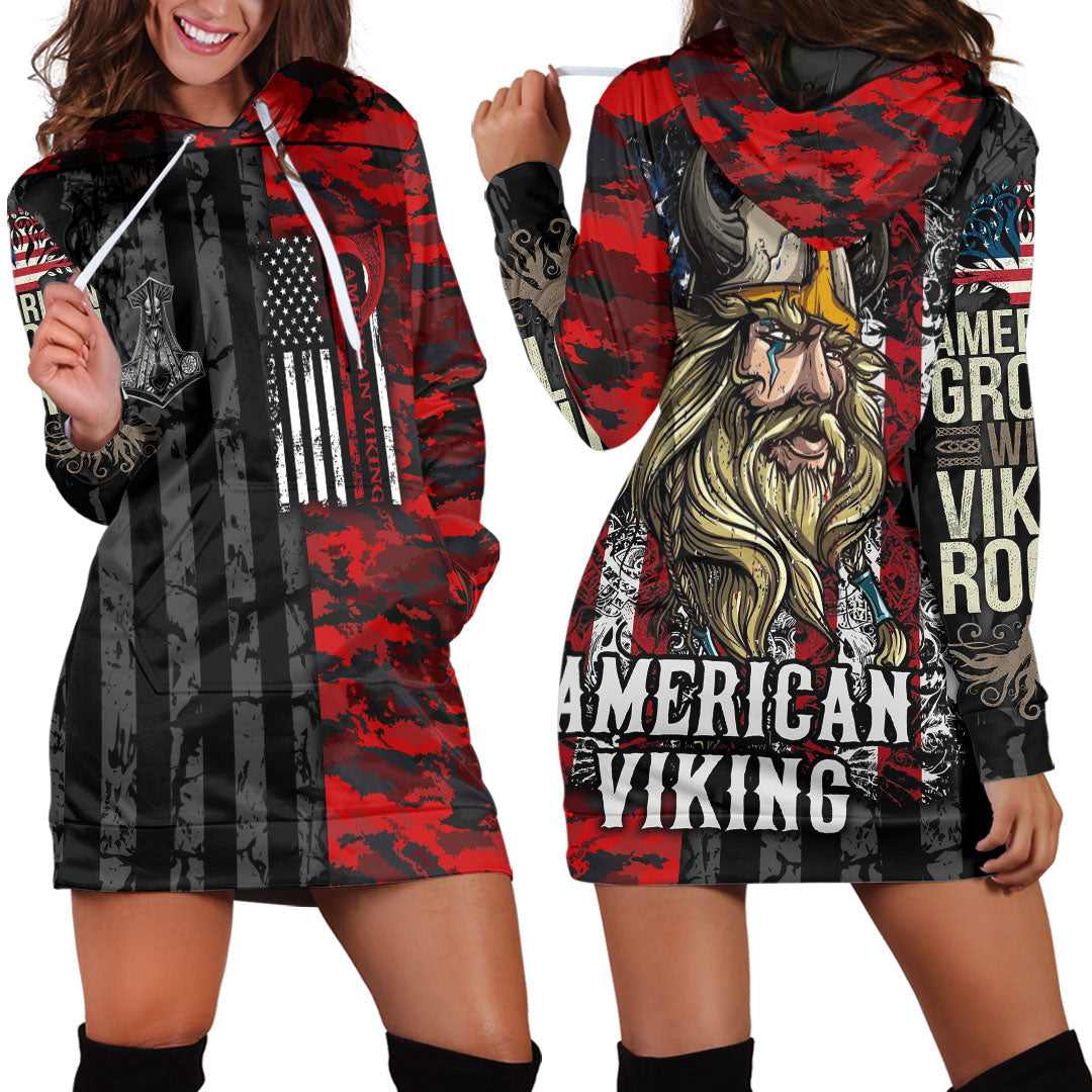 Viking Clothing American Viking Hoodie Dress RLT12 - Wonder Print Shop