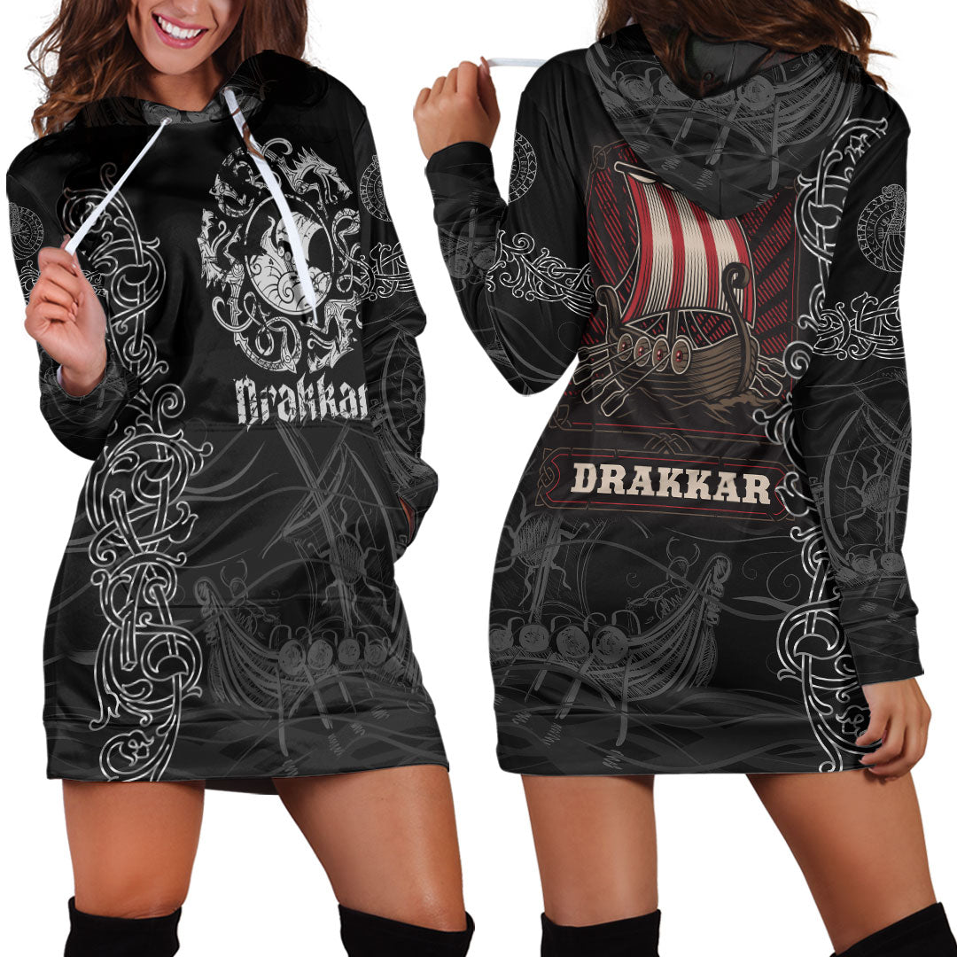 Viking Clothing Viking Drakkar Warship Hoodie Dress RLT12 - Wonder Print Shop