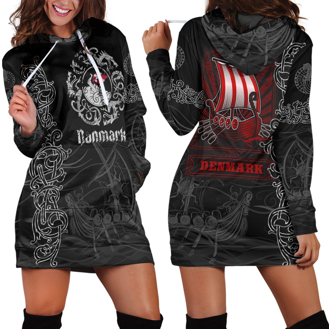 Viking Clothing Viking Drakkar Denmark Warship Hoodie Dress RLT12 - Wonder Print Shop