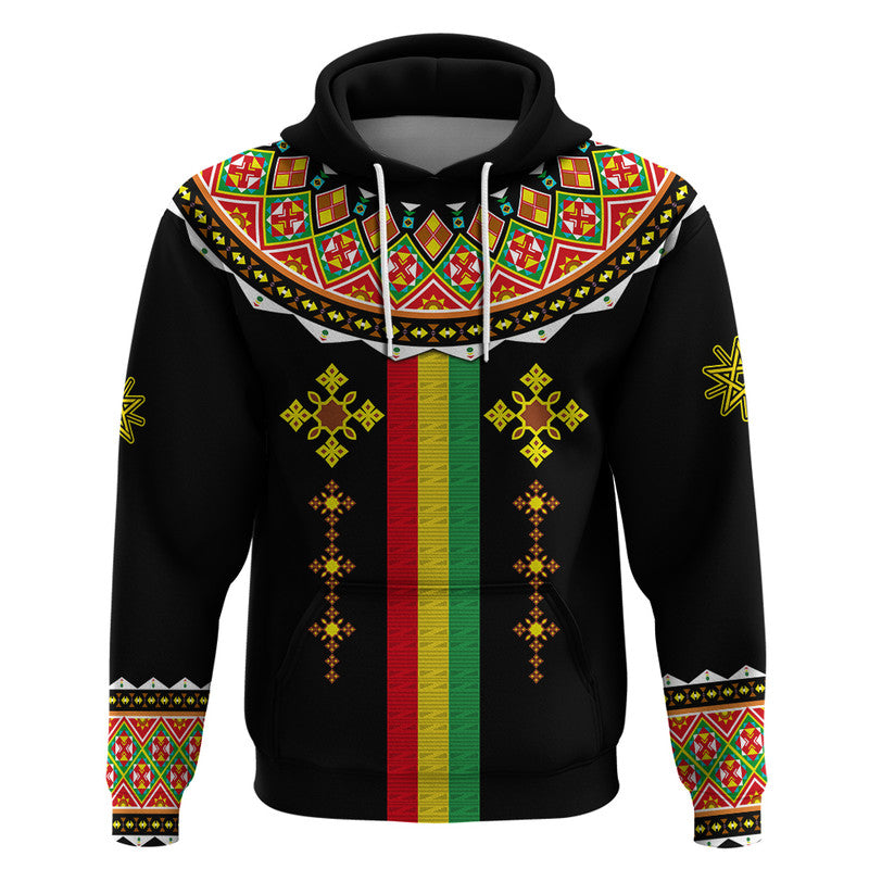 Custom Ethiopia Cross Hoodie Geometric Ethnic - Wonder Print Shop