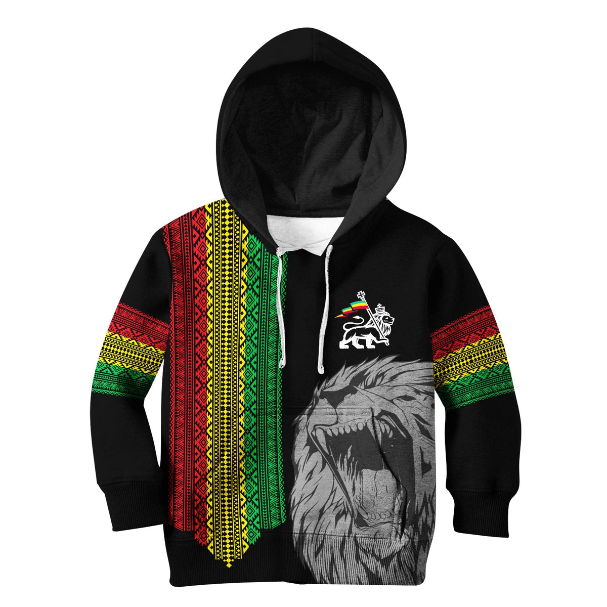 Ethiopia Patriot Day Personalised Hoodie KID Roaring Lion - Wonder Print Shop