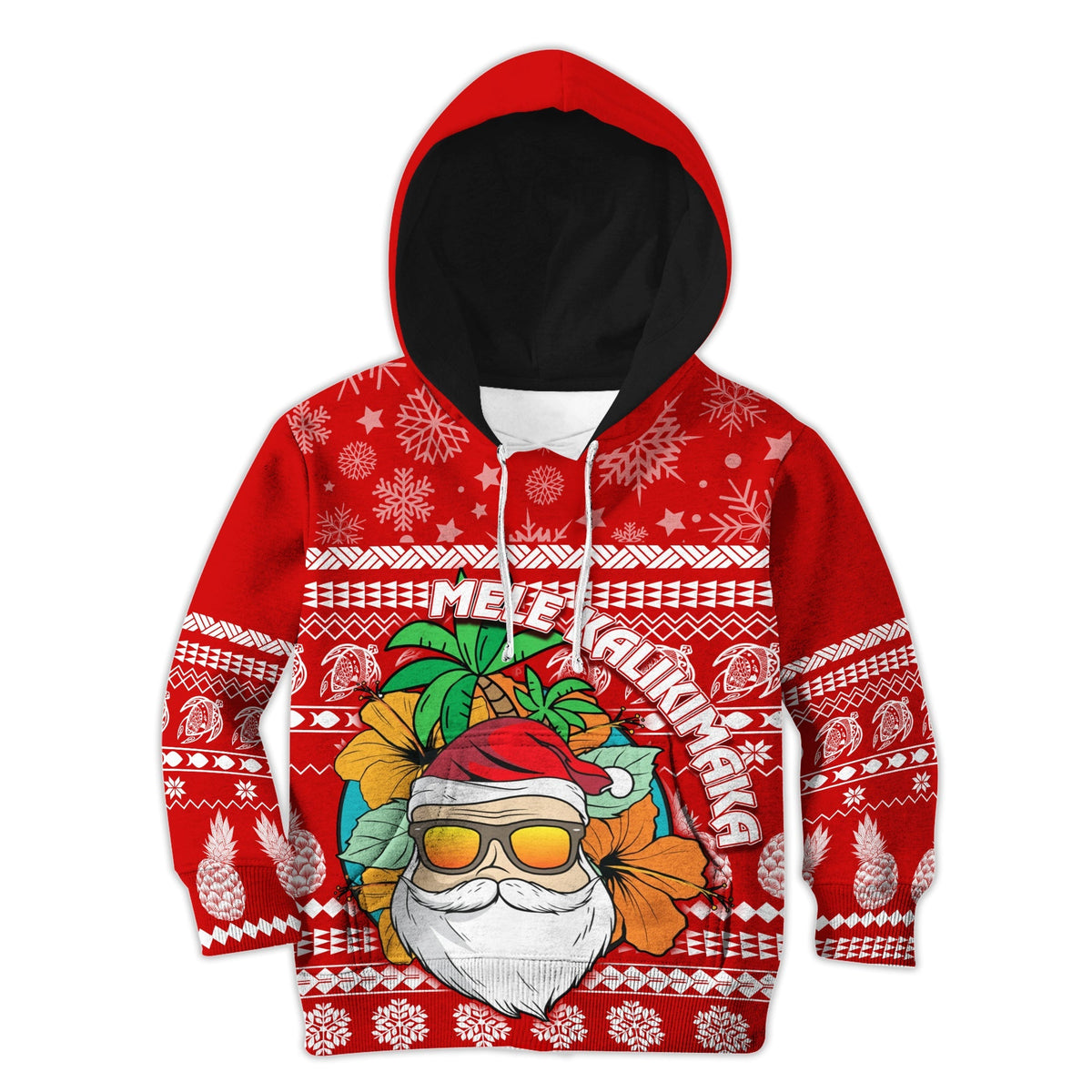 Hawaii Christmas Hoodie KID Mele Kalikimaka - Tropical Santa - Wonder Print Shop