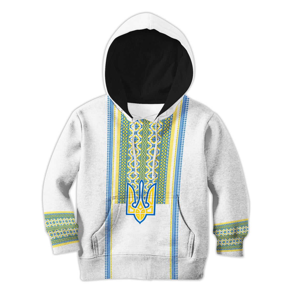 Ukraine Folk Patterns Hoodie KID Unity Day - White - Wonder Print Shop