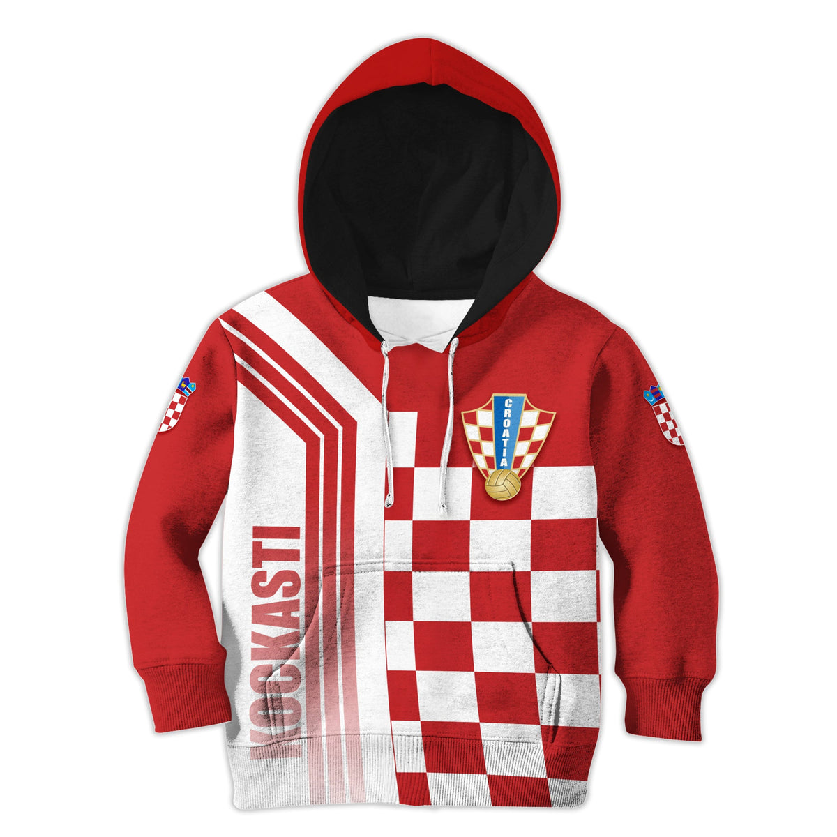 Personalised Croatia World Cup 2022 Hoodie KID Kockasti - Wonder Print Shop