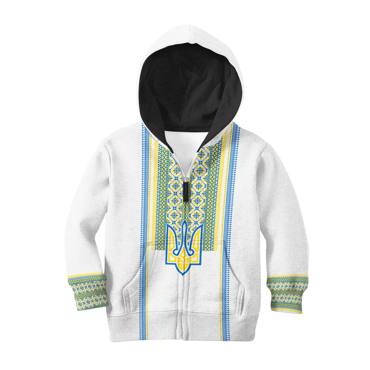 Ukraine Folk Patterns Hoodie KID Unity Day - White - Wonder Print Shop