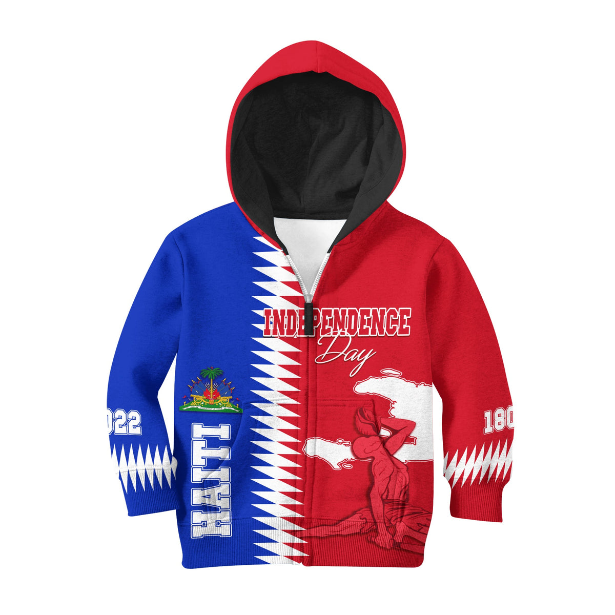 Haiti Independence Day Hoodie KID Negre Marron - Simple Style - Wonder Print Shop
