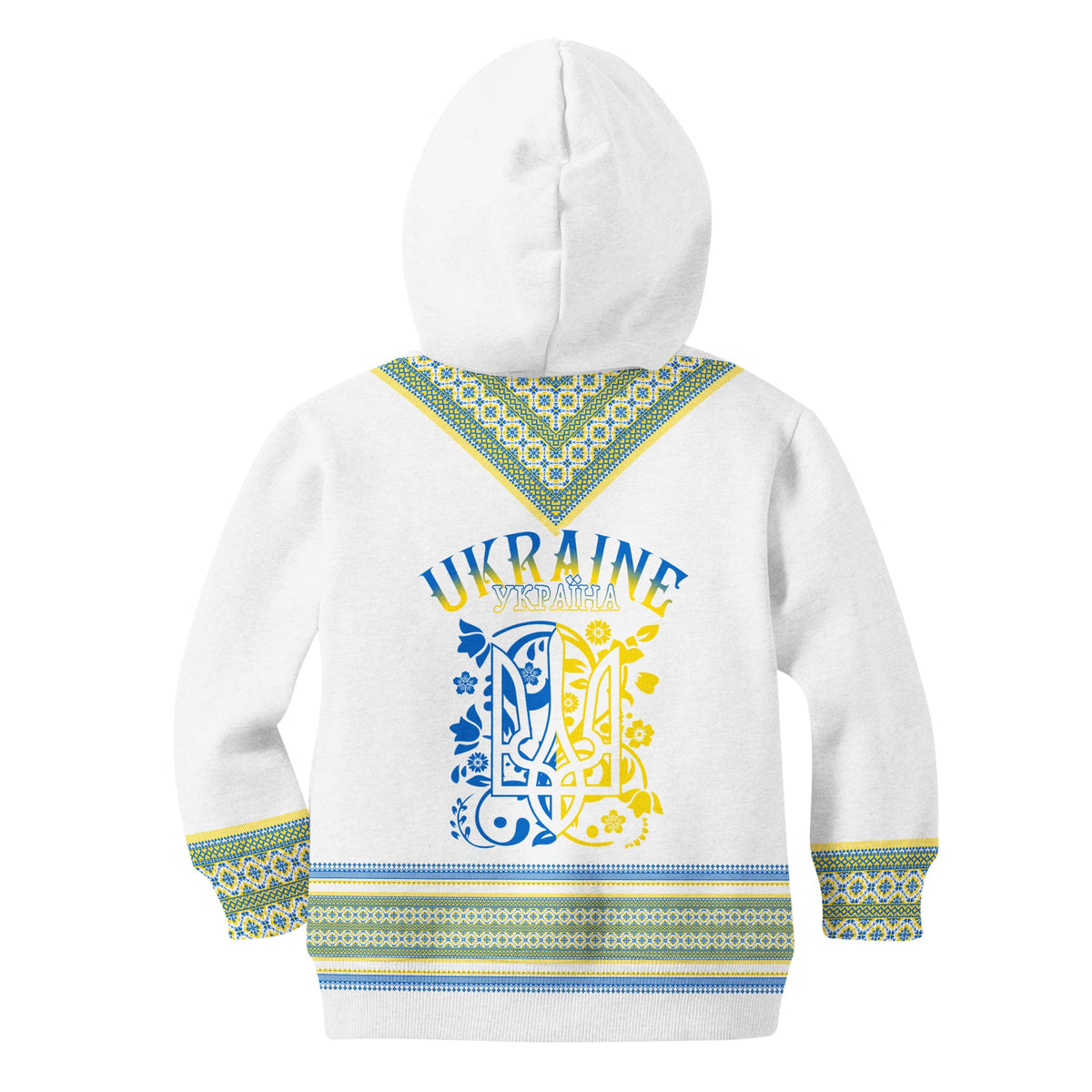 Ukraine Folk Patterns Hoodie KID Unity Day - White - Wonder Print Shop