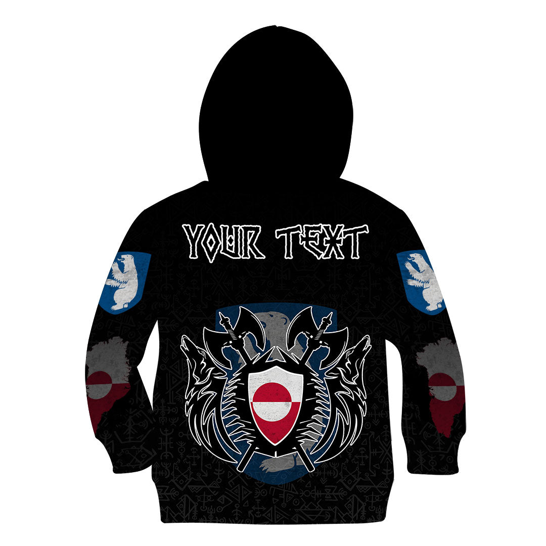 (Custom) Viking - Greenland Flag and Map Hoodie Kid style Viking Geri and Freki RLT12 - Wonder Print Shop